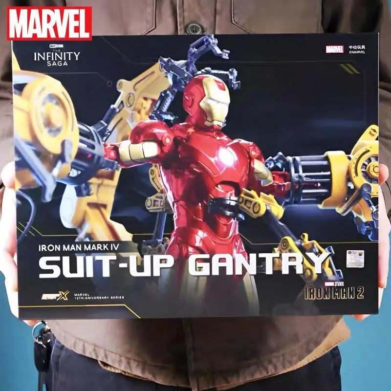 In Stock Marvel Zd Iron Man Mk4 With Suit-up Gantry Original 1/10 Tony Stark Model Action Figure Collectible Toys Xmas Gift