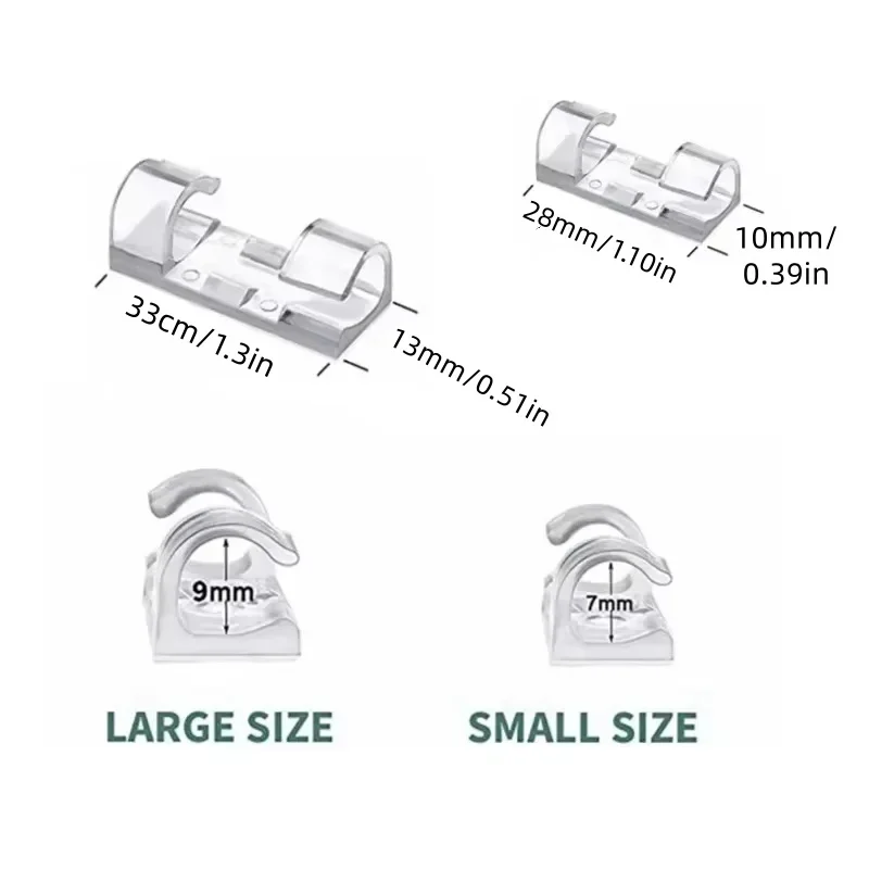20/40Pcs Cable Clips with Strong Self-Adhesive Cable Management TV PC Wire Holder Sticky Tidy and Organizer Cord and Wires