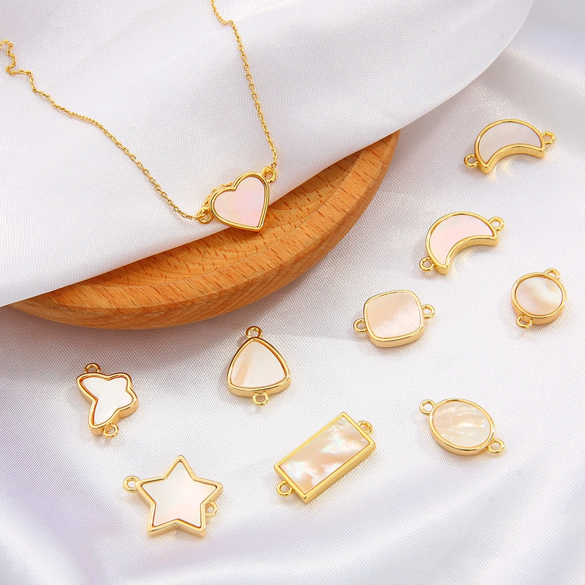 18K Gold Plated 1Pc Butterfly/Moon/Star/Heart Geometric 2-Holes Connectors Copper Charms DIY Necklace Bracelet Pendant Findings