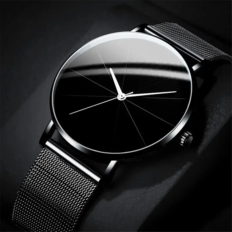 1Pc Men\'s Stylish And Minimalist Quartz Mesh Watch With Scale