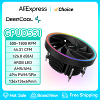 DeepCool GPUD551 ARGB CPU Cooler Fan 3-pin PWM For AMD Socket AM4 AM5 Flow Cooling Radiator 13.6cm CPU Fan Cooling For PC Game