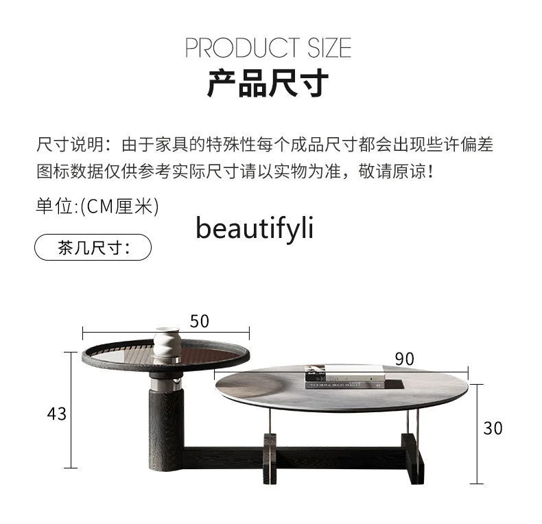 Modern Minimalist Stone Plate Tea Table Removable Italian Coffee Table Light Luxury Living Room Home Coffee Table