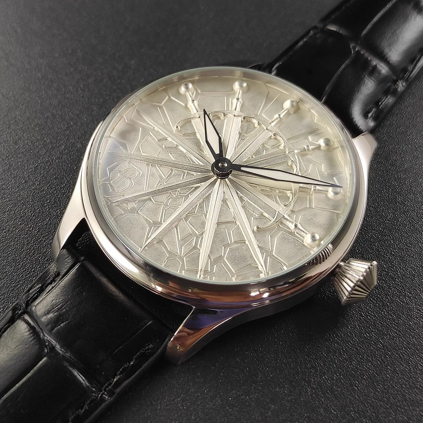 Vakuy ساعة عسكرية ميكانيكية يدوية 42 ملم للرجال ستة أوردة Excalibur Dafei Seagull ST3601 Jones Sword Swiss قوية مضيئة