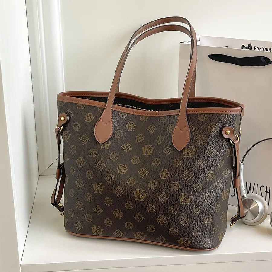 

2025 Vintage Print Tote Bag, Minimalist Top Handle Purse for Women, Niche Shoulder Crossbody, Chic Day-to-Night Bag, Textured