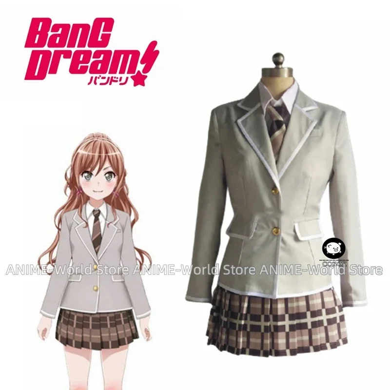 Imai Lisa Cosplay Costume BanG Dream! Roselia  Wig High School Girl JK Uniform Suit Halloween Party