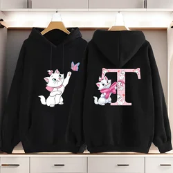 Aristomarie Marie kedi 26 İngilizce alfabe Hoodie kadın giyim Hoodie Y2k giysileri kadın uzun kollu giyim  tişörtü