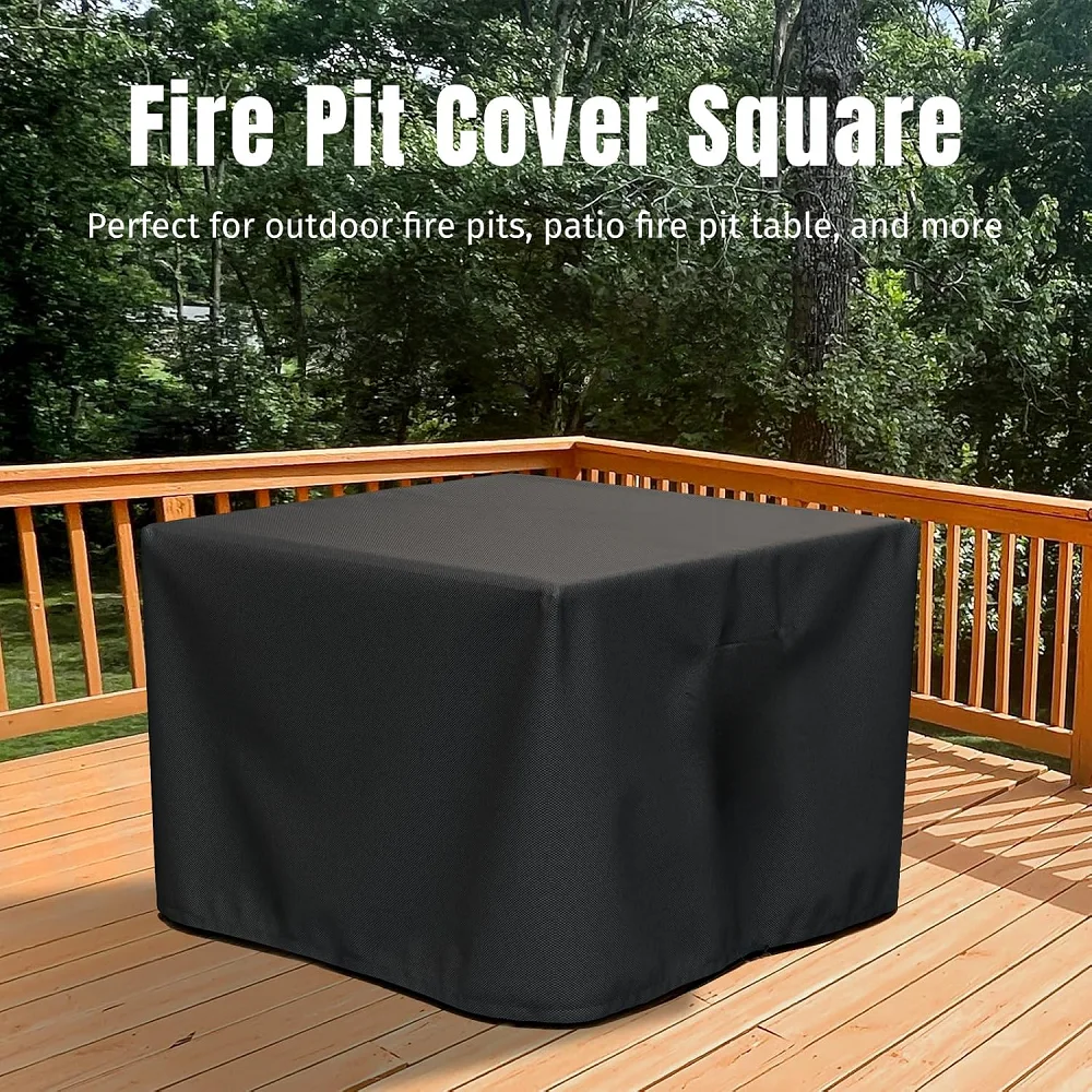 Fire Pit Cover Square – Full Coverage Patio Outdoor Fireplace Cover, Dustproof Anti UV and Waterproof
