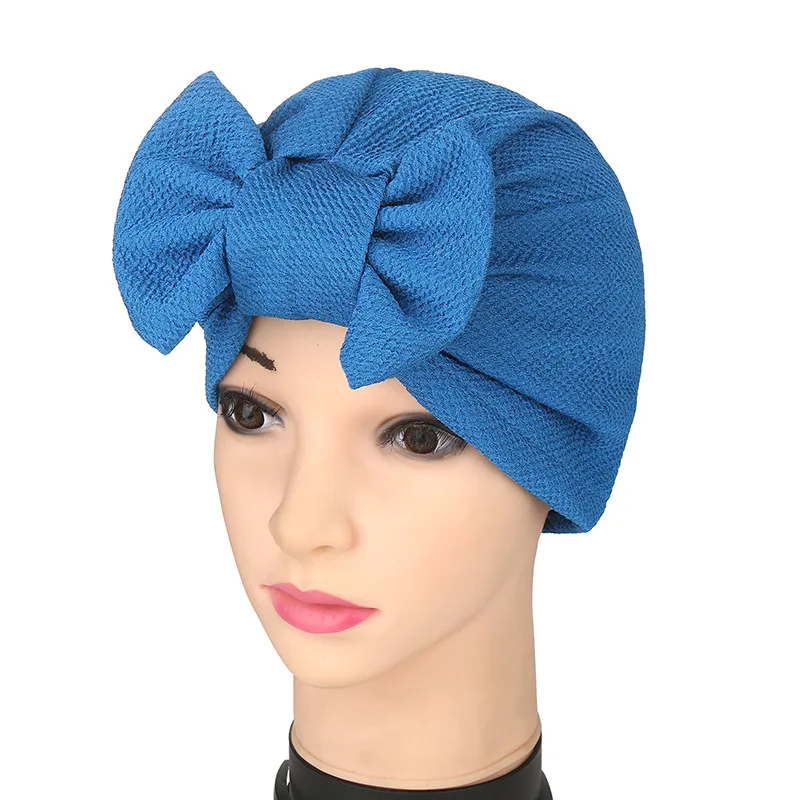 Spring Summer Europe and The United States Foreign Trade India Headscarf Hat Bow Bow Pineapple Flower Muslim Solid Color Hats