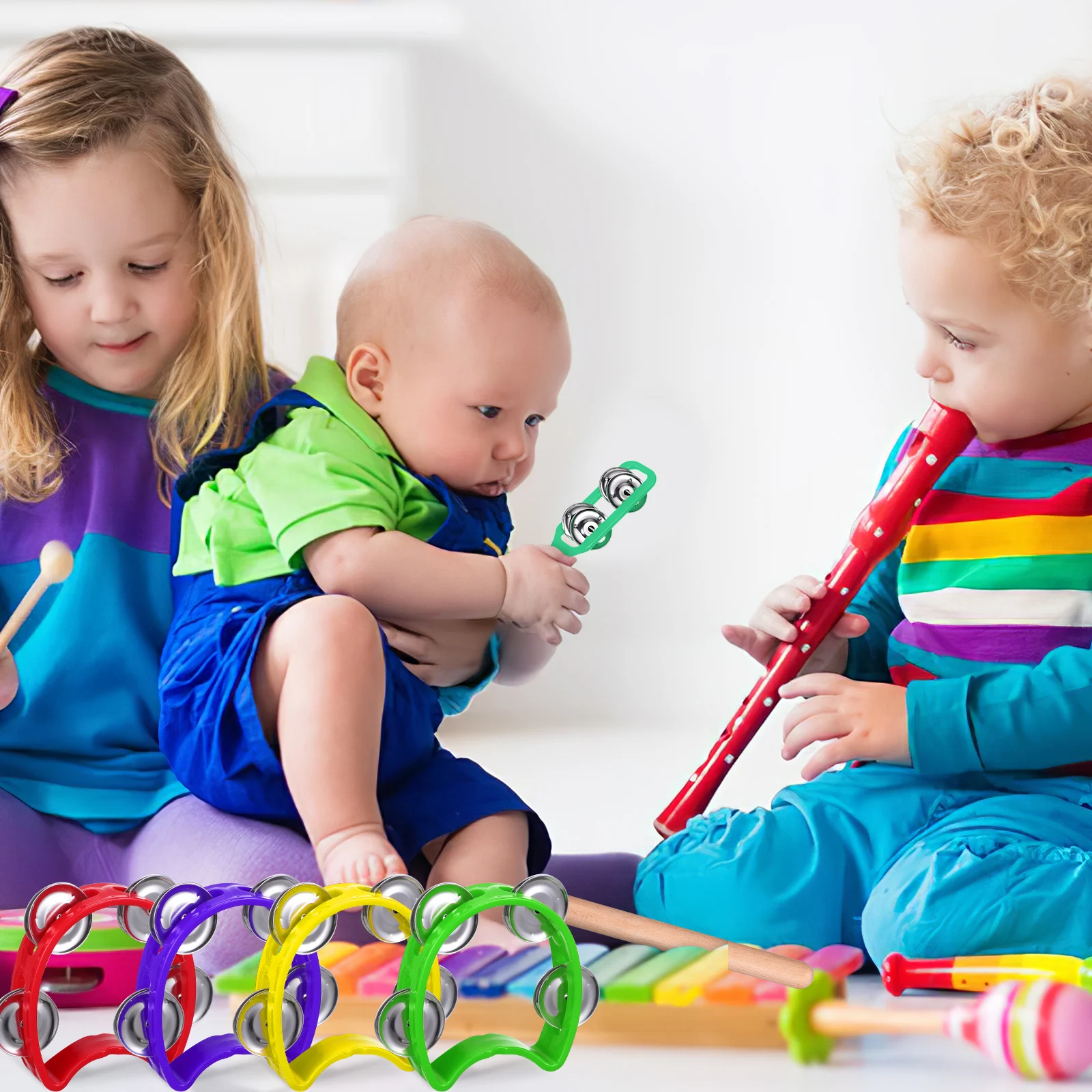 

16 шт., ручные инструменты, портативный металлический пластиковый ударный набор, музыкальный образовательный подарок, музыкальный инструмент