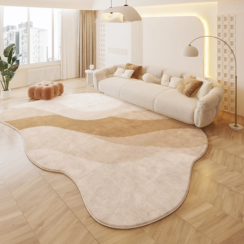 Cream Style Carpets for Living Room Irregular Shape Plush Bedroom Decor Carpet Fluffy Soft Bedside Rug Thick Washable Floor Mat