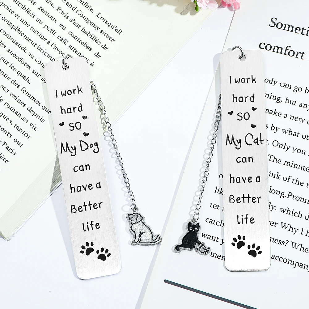 Cartoon Cat & Dog Animal Metal Bookmarks Reading Accessories for Book Lovers Learning Stationery Supplies Bookmark Gifts