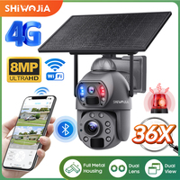 SHIWOJIA 36X ZOOM 8MP 4G SIM Solar Camera Outdoor 360° Wireless WIFI Battery Security Cameras with Solar Panel PIR Night Vision