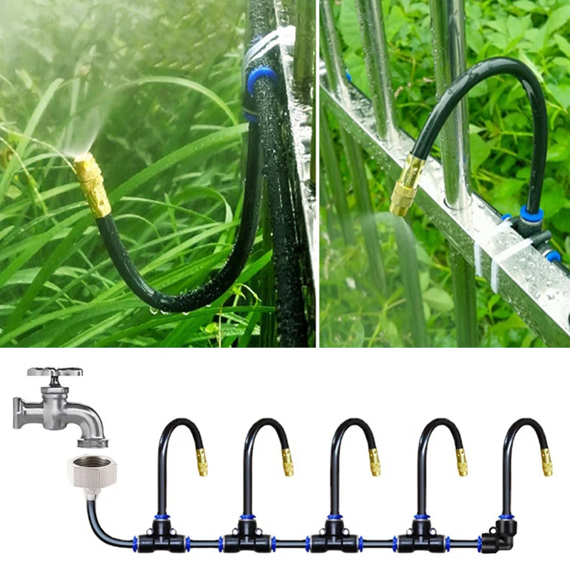 

Universal Atomization Sprinkler Automatic Watering Kits 5M/10M with 20cm Rotating Copper Nozzle Balcony Rainforest Spray Cooling