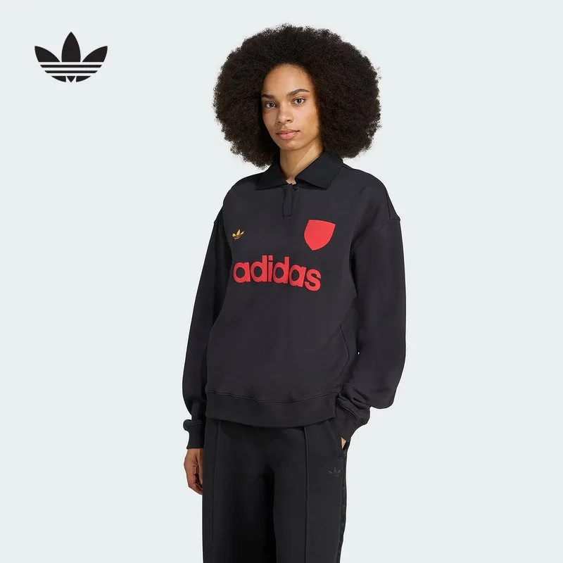 Adidas Clover Winter New Football Style Sports Pullover Women's POLO Neck Sweater JY3527