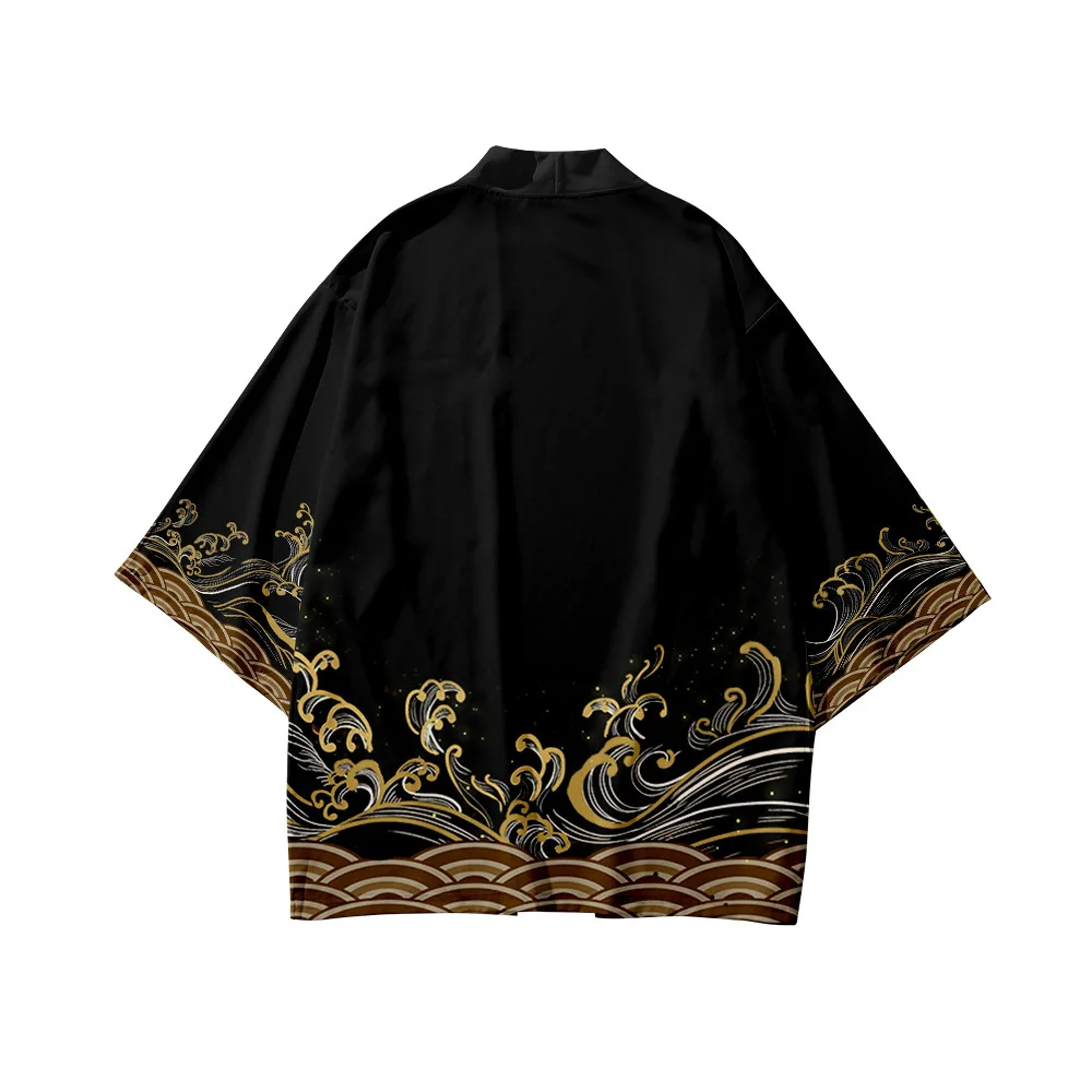 Plus Size 5XL 6XL Fashion Print Japanese Black Kimono Summer Beach Women Cardigan Yukata Traditional Men Haori Asian Clothing