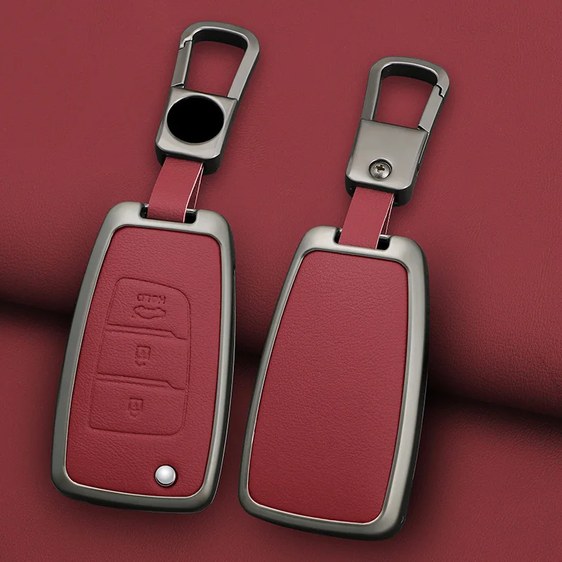 Zinc Alloy Car Flip Key Case Cover for Hyundai Elantra Solaris Tucson I30 I35 I40 KONA Genesis Santa Fe Azera Holder Shell