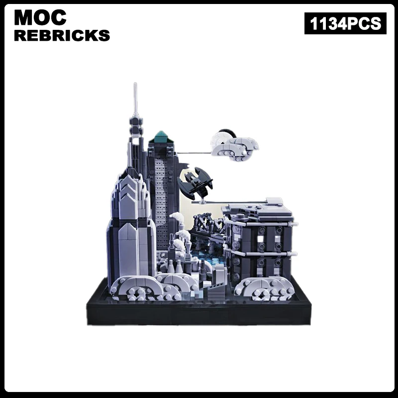 

Famous Film Scene Series Gotham City MOC Urban Architecture Building Blocks Assembly Model Bricks Display Creative Children Toys