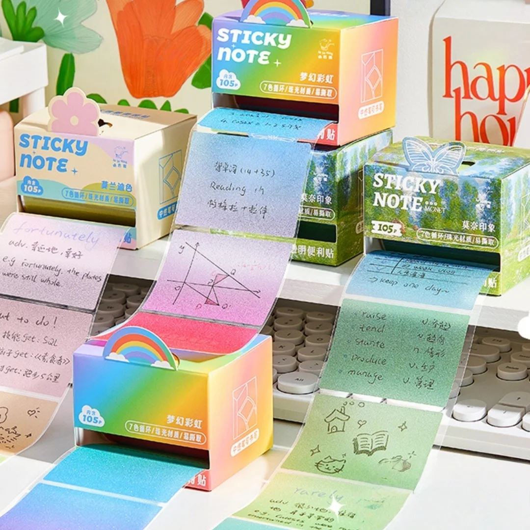 Re-Stickable Sticky Pad Writable Drawer-Style Memo Pad Pearl Sticky Notepad Quick-Drying Pull-Out Sticky Notes For School