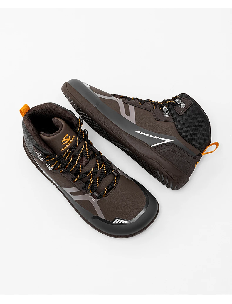 HOBIBEAR Unisex Mid-Top Barfußschuhe Herren Damen Breite Zehenkappe Kunstleder Wanderstiefel Outdoor Rutschfeste Trail-Laufschuhe – Detail 8