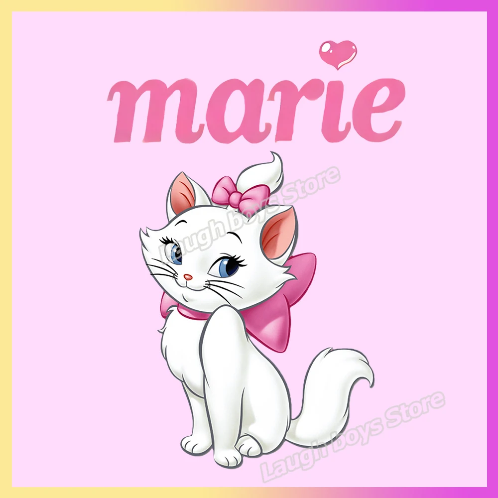 Disney The Aristocats Marie Hot Transfer Clothing Sticker Iron on Thermo Sticker Clothes Patches for Hoodie Shirt Jeans Jacket