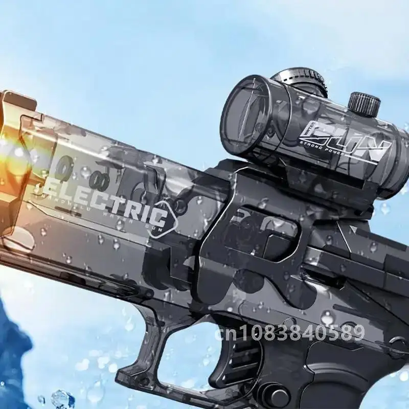 Summer Fully Automatic Electric Water Gun with Light Rechargeable Continuous Firing Party Game Kids Space Splashing Toy Boy Gift