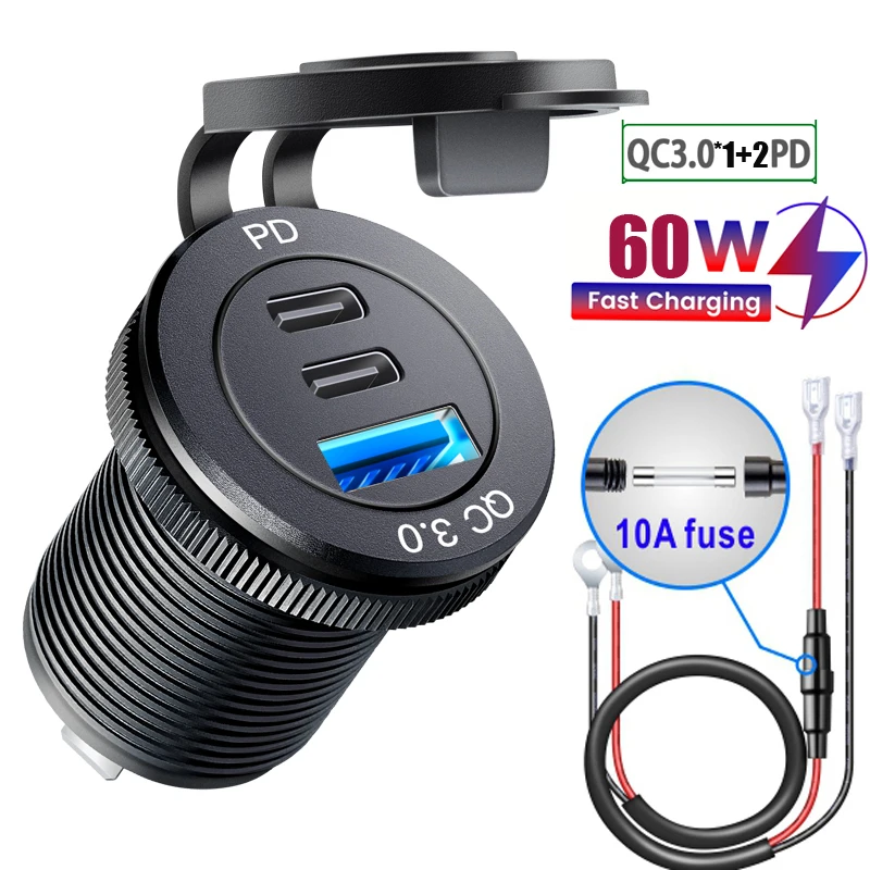 12V USB tipo c Tomada Carregador Soquete Porta de Carregamento para Carro Barco Caminhão Marinho motocicleta Embutido À Prova D\' Água usb tomada de