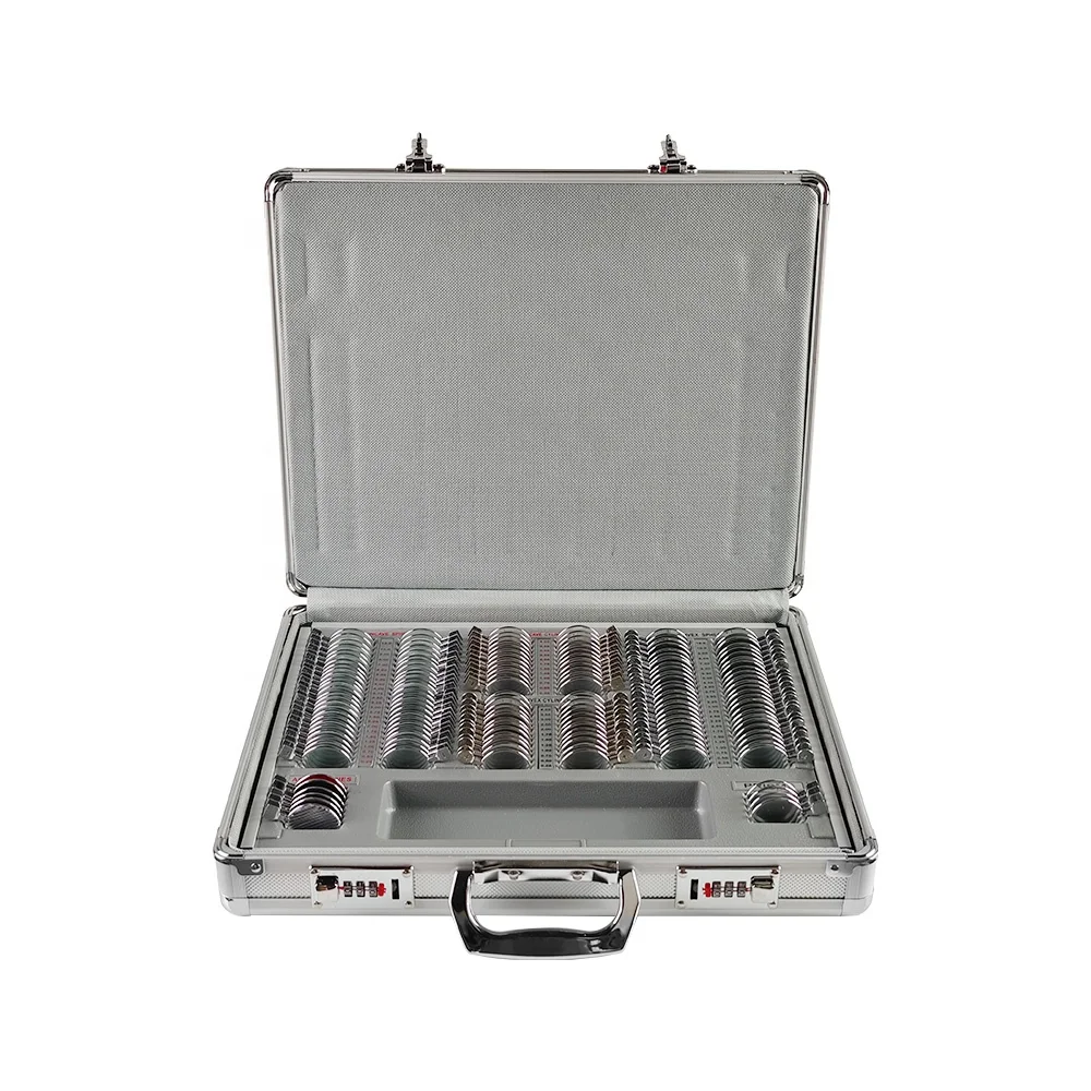 Optical Instrument Top Quality 158 Pcs Trial Lens Set with Metal Rings Aluminium Case JSQ-158B