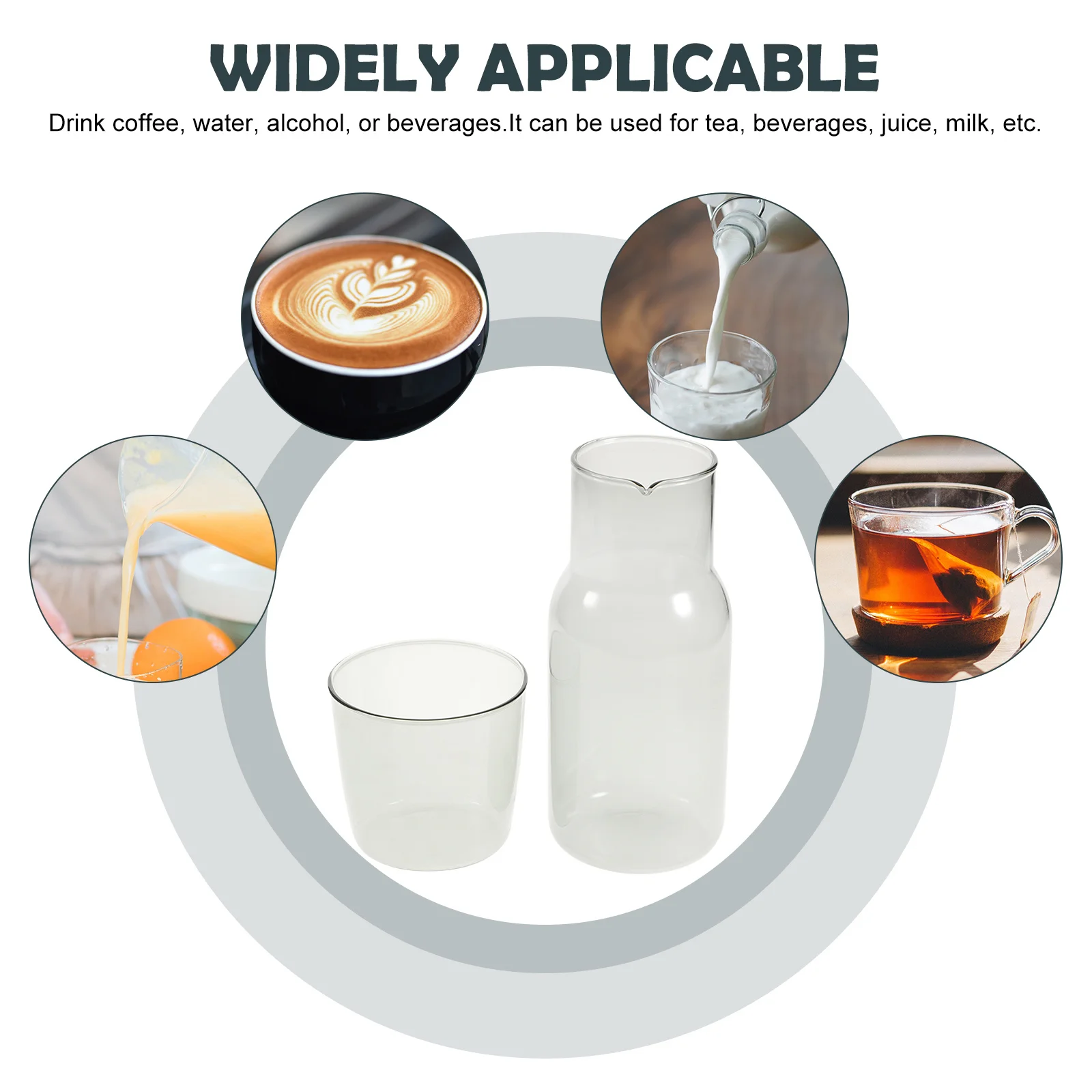 

1Set Glass Beverage Mug Cups Thickened Mouth Smooth Modern Design Water Glass Bottle Set for Festival Gathering Drinkware