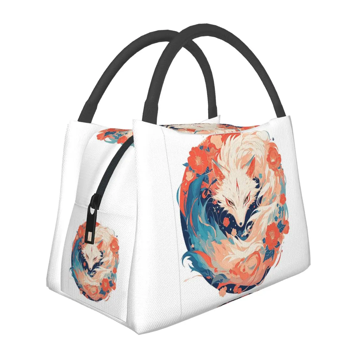 Abstract Nine-Tailed Fox Lunch Bags Insulated Bento Box Portable Lunch Tote Picnic Bags Cooler Thermal Bag for Woman Girl Travel