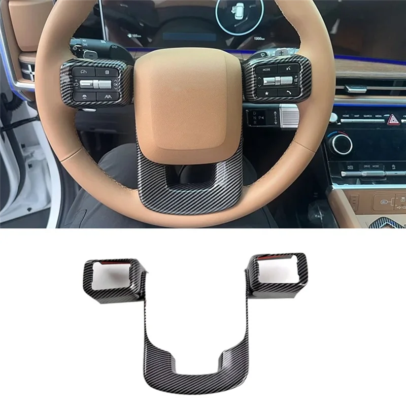

Strict For Hyundai Santa Fe MX5 2023 2024 Carbon Fiber Car Steering Wheel Panel Cover Trim Accessories