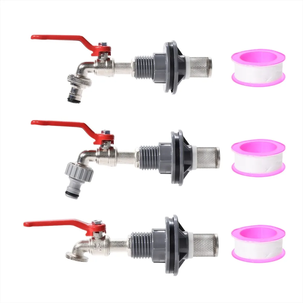 

1 комплект, латунный кран с ПВХ, комплект клапанов для дождевой бочки, аквариумный шланг для полива скота, соединитель для ирригационного сливного адаптера