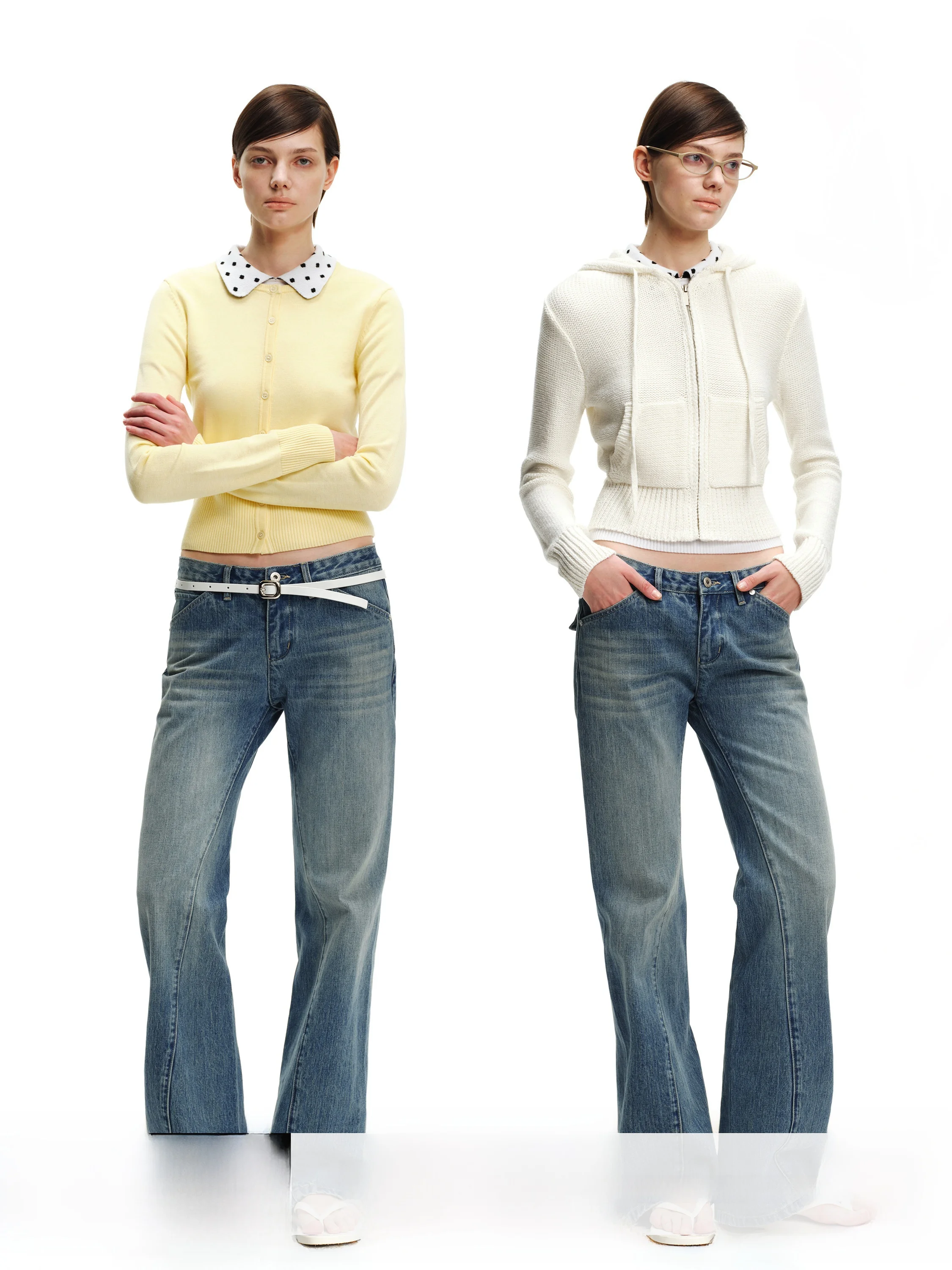 

SMIIILE Retro Washed Bamboo Fiber Wide Leg Jeans Women's Loose Straight Cut Long Trousers Commute Style Low Waist Pants