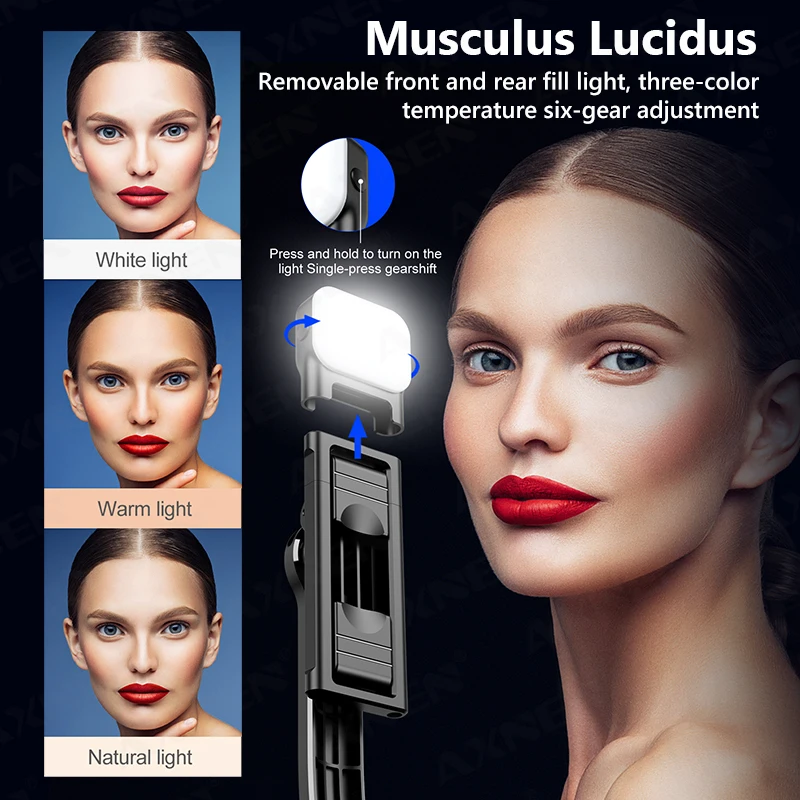 C01s Selfie Stick Tripod with Fill Light, Detachable Phone Bracket Monopod, Wireless Bluetooth Remote for Huawei iPhone Android
