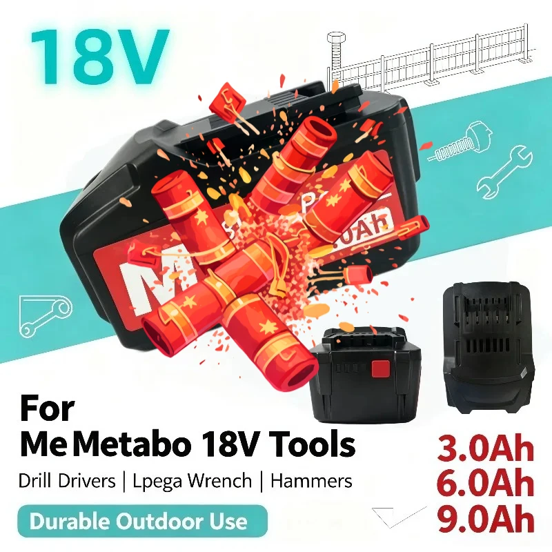 For Lpega 18V Cordless Drill Drivers Wrench Hammers Replacement Battery Fit Metabo BSZ18 3.0Ah 6.0Ah 9.0Ah