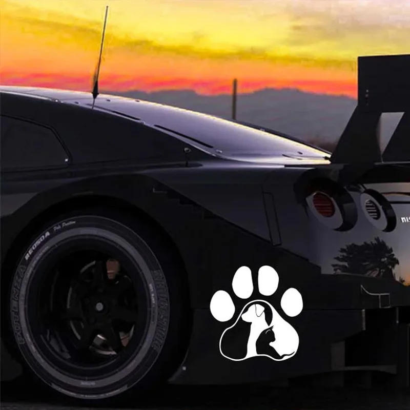 Adorable Animal Paw Car Stickers, 13.5x14cm Cute Dog Cat Vinyl Decals, Scratch Resistant Pet Styling Decor for Truck Laptop Auto
