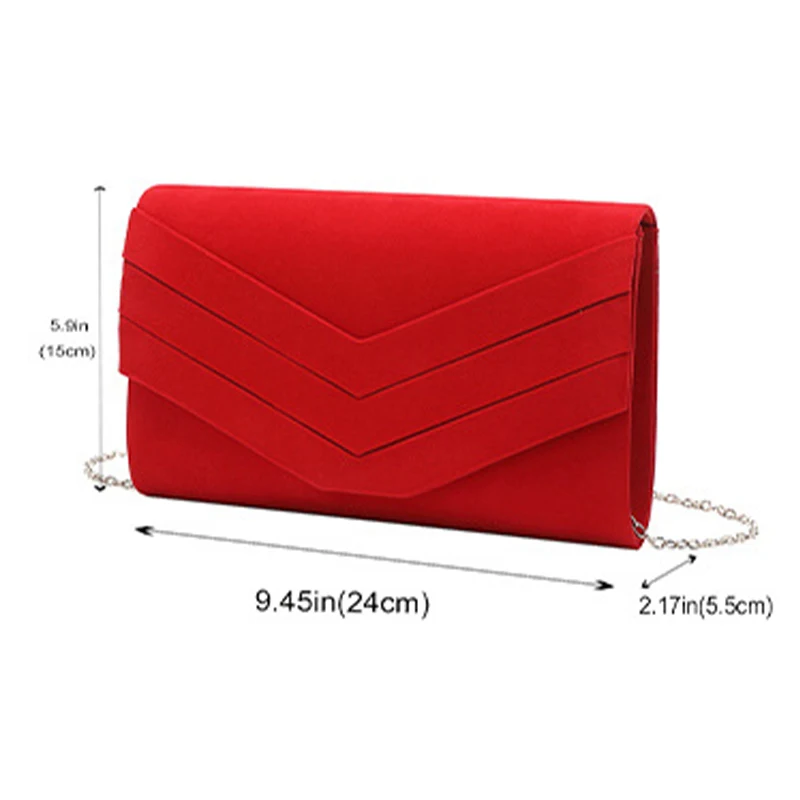 Suede Shoulder Messenger Bags for Women PU Leather Envelope Purse Wedding Bridal Evening Party Handbags Lady Chain Crossbody Bag