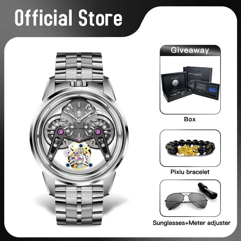 IDEAL KNIGHT 6806 Mens Watch Luxury Advanced Tourbillon Automatic Mechanical Wristwatch 50M Waterproof Luminous Mature Man Watch