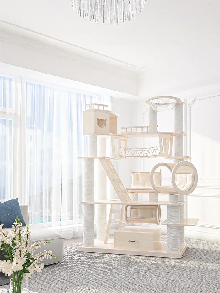 

Cat Crawler, Cat Nest, Tree One Large Solid Wood Multi-storey Castle Paint to Take Good Care of vde210606