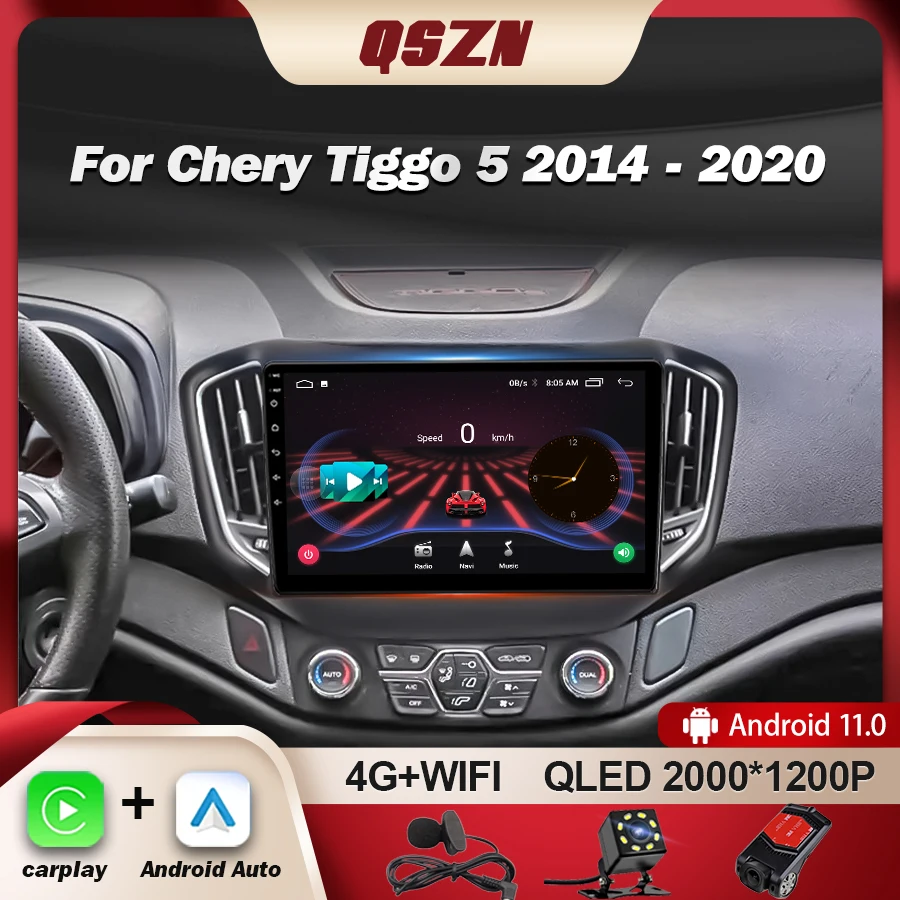 QSZN Android 13 For Chery Tiggo 5 2014-2020 Car Radio Multimedia Video Player Navigation Stereo Carplay GPS WIFI No 2Din 4G DVD