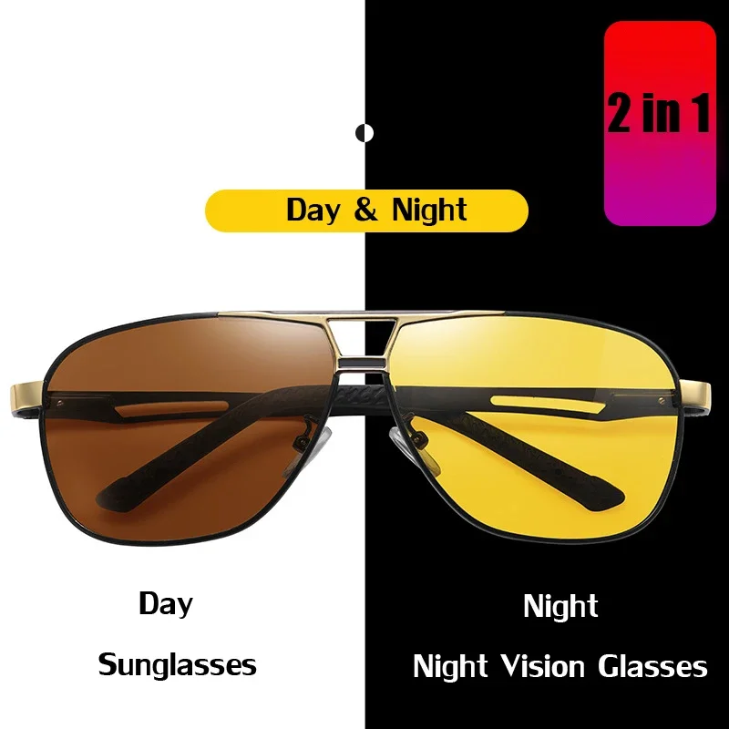 Chameleon Photochromic Night Vision Polarized Sunglasses Outdoor Day And Night UV400 Change Lens Men\'s Driving Sun Glasses