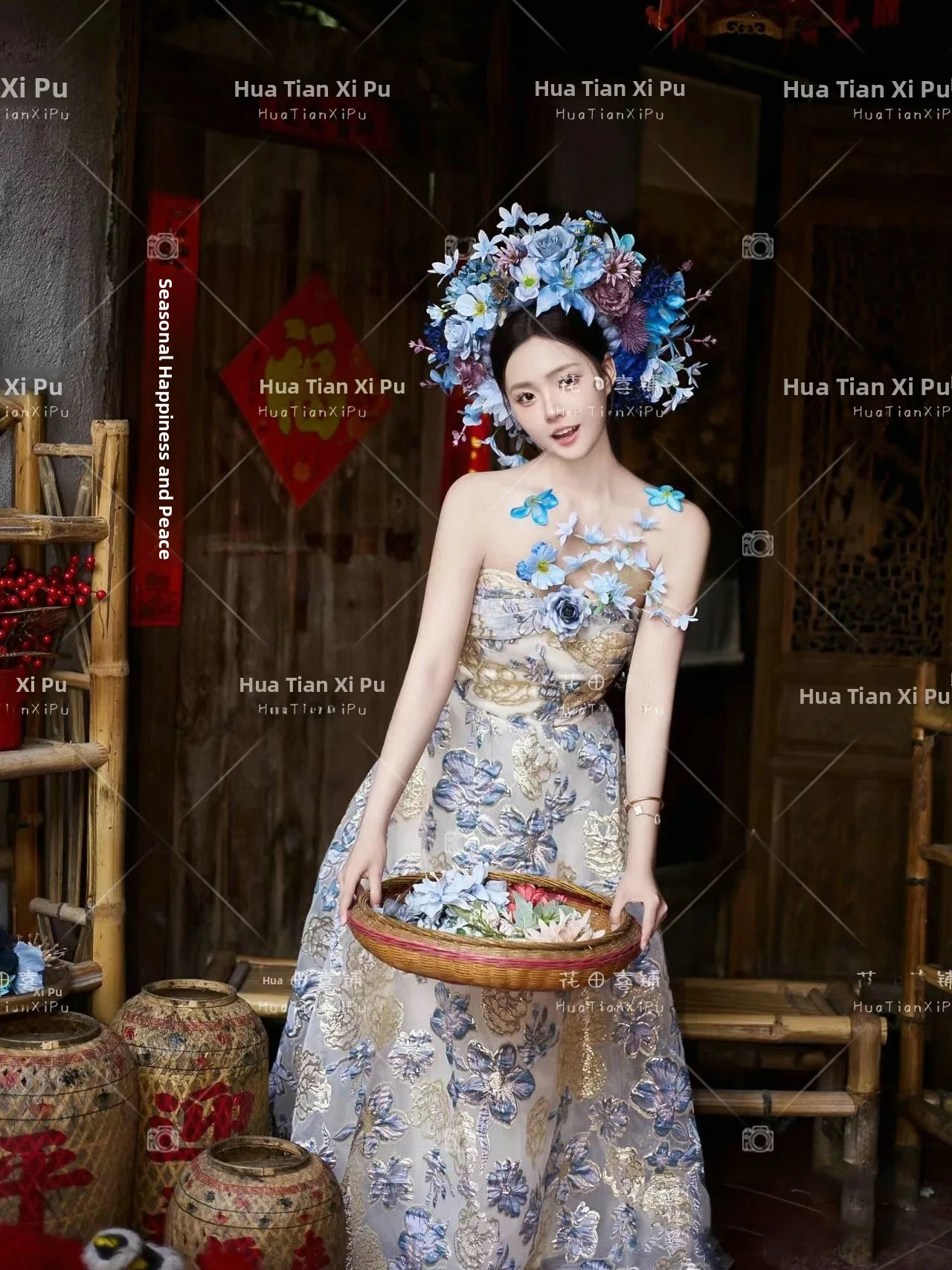 

2026 Quanzhou Xunpu Floral Hairpin Girl's Dress Outdoor Photography Costume Traditional Chinese Women's Fashion Summer 2024