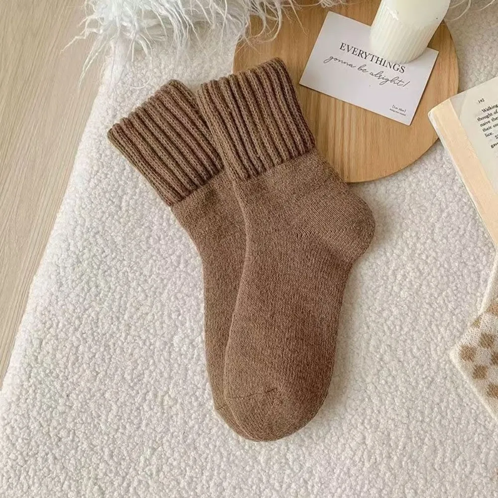 

Autumn Warm Winter Wool Socks Knitted Towel Loops Snow Socks Fleece Thickened Soft Cashmere Socks Women