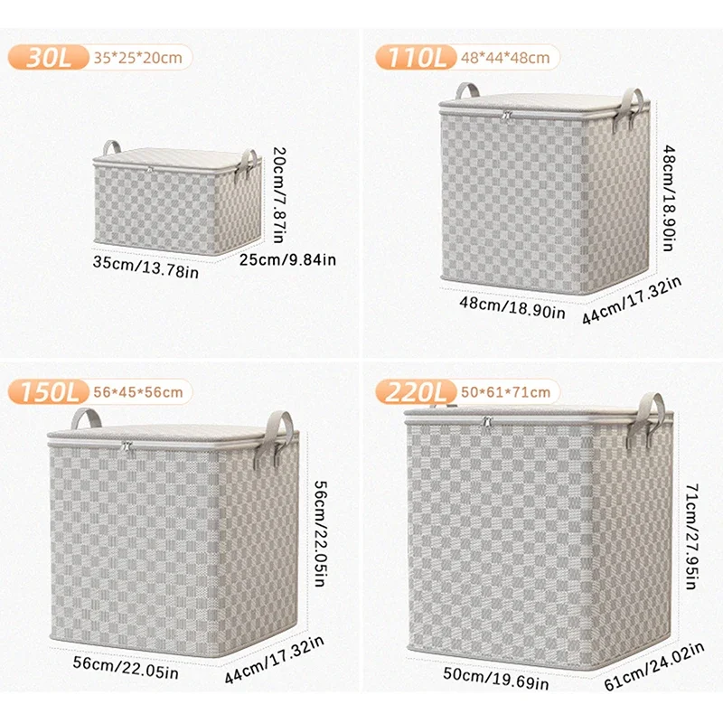 حقيبة تخزين اللحاف غير المنسوجة مع أغطية سحاب ملابس قابلة للطي صناديق اللحاف حاوية سعة كبيرة حقيبة مقاومة للغبار تنظيم