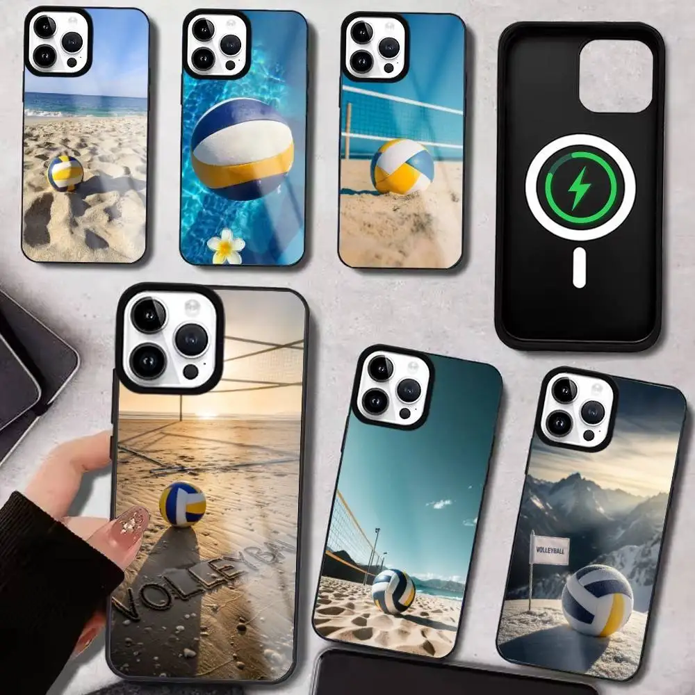 

Sport Beach Volleyball Phone Case For iPhone17,16,15,14,13,12,11 Plus,Pro Max Magnetic For Magsafe Wireless Charging