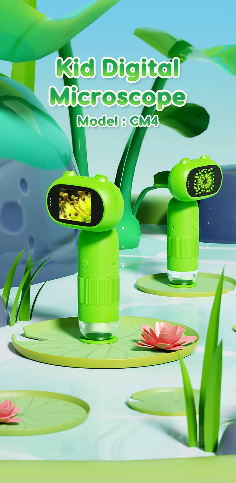 Microscope numérique pour Enfants, écran IPS de 2 Pouces,Rechargeable