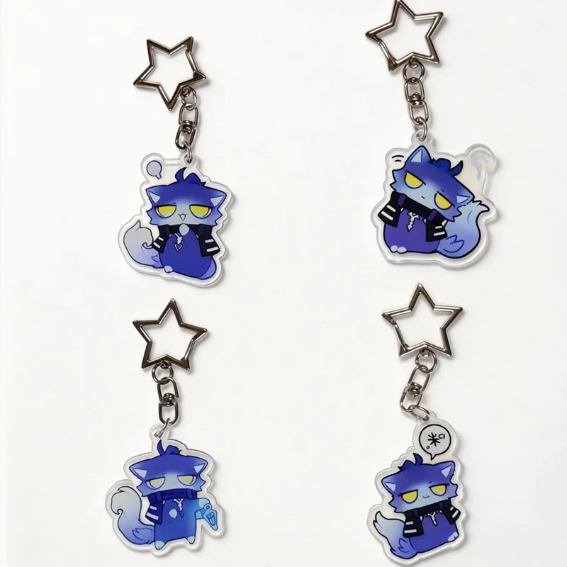 4Pc/Set Kyryll Chudomirovich Flins Cat Acrylic Keychain 4PCS Star Buckle Cute Anime Game Bag Charm Student Gift Pendant