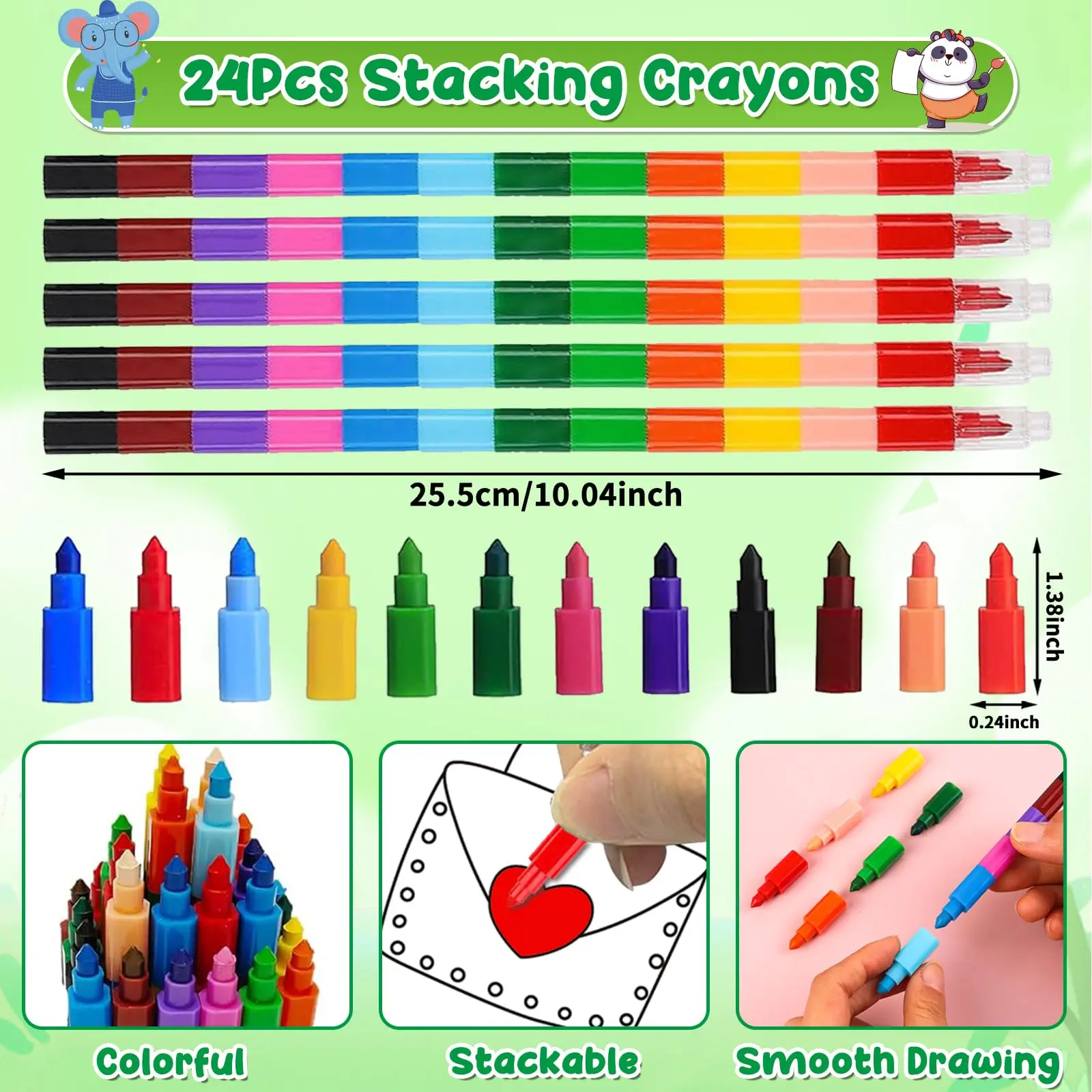 24Pcs Jungle Safari Animals Coloring Books for Kids with 24 Stacking Crayons Mini Coloring Book Party Favors Bulk Gifts