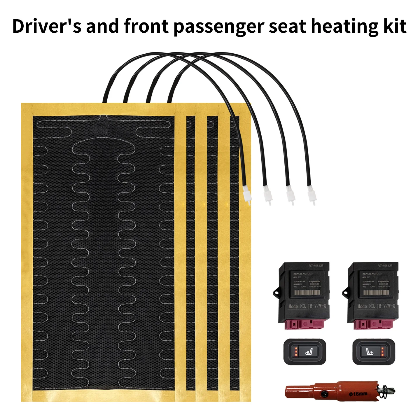 General Built-in Car Seat Heater 12V Alloy Wire Heating Pad with 3-Speed Adjustment Control Switch System and Wiring Harness