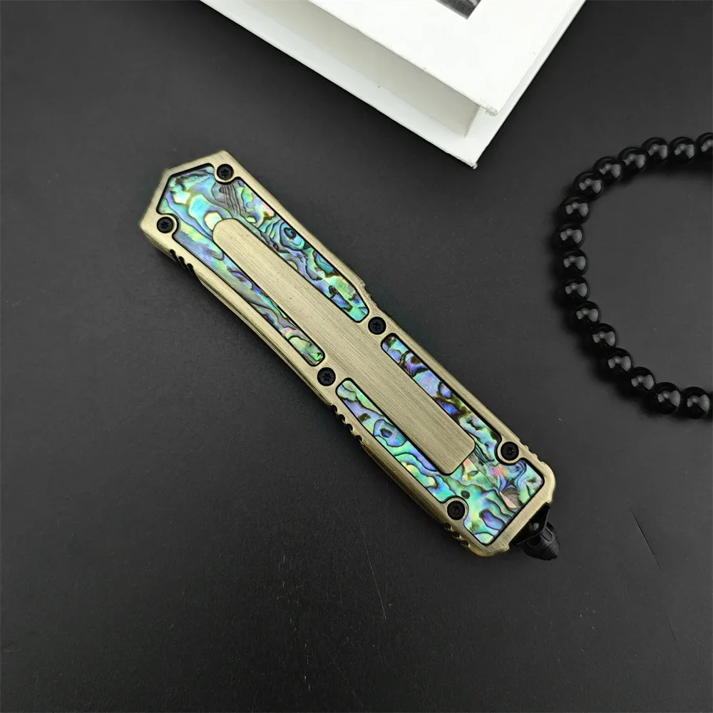 Tactical Colorful Pattern Pocket Knife 440 Blade Zinc Alloy Inlaid Bobby Handle Outdoor Camping Hunting Knives