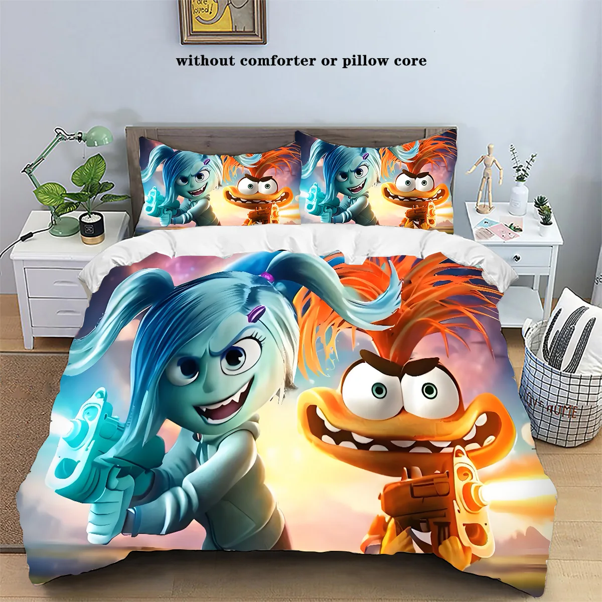 Disney Anime Inside Out 2 Home Bedding 3-Piece Cute Cartoon Comfortable Duvet Cover Pillowcase Children Adult Full Size